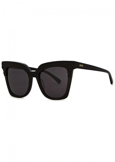 Shop Mcm Black Engraved Oversized Sunglasses