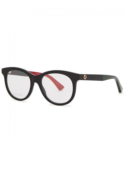 Shop Gucci Black Oval-frame Optical Glasses
