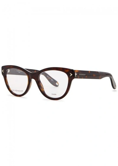 Shop Givenchy Tortoiseshell Cat-eye Optical Glasses In Dark Brown