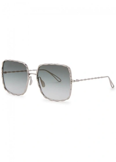 Shop Elie Saab Palladium-plated Square-frame Sunglasses In Silver