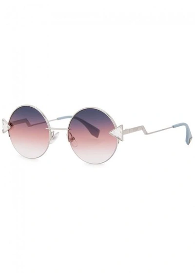 Shop Fendi Rainbow Round-frame Sunglasses In Purple