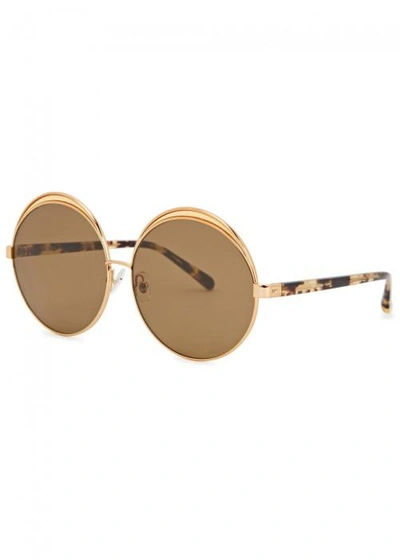 Shop N°21 S4 Round-frame Gold-plated Sunglasses In Brown