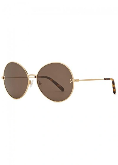Shop Stella Mccartney Gold Tone Round-frame Sunglasses