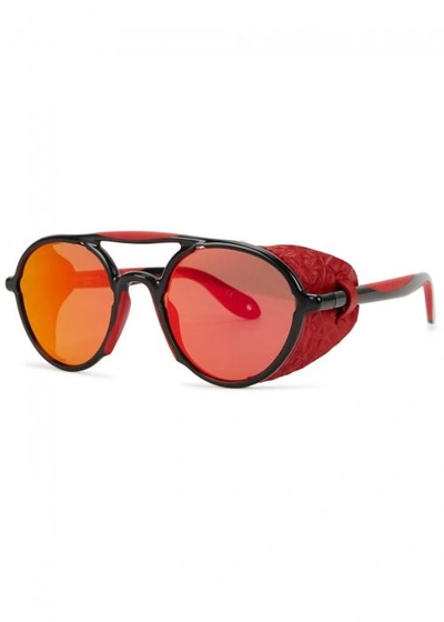 Shop Givenchy 7038/s Red Mirrored Round-frame Sunglasess