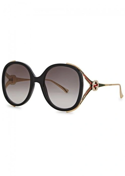 Shop Gucci Black Oversized Sunglasses