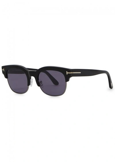 Shop Tom Ford Harry Clubmaster-style Sunglasses In Black