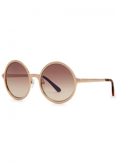 Shop Tom Ford Ava Round-frame Sunglasses In Gold