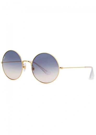 Shop Ray Ban Ja-jo Gold Tone Round-frame Sunglasses