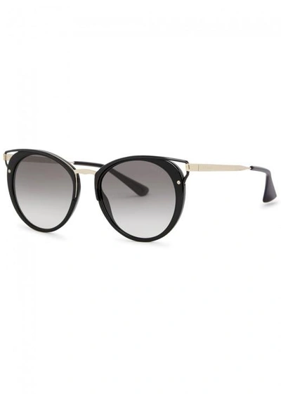 Shop Prada Black Round-frame Sunglasses