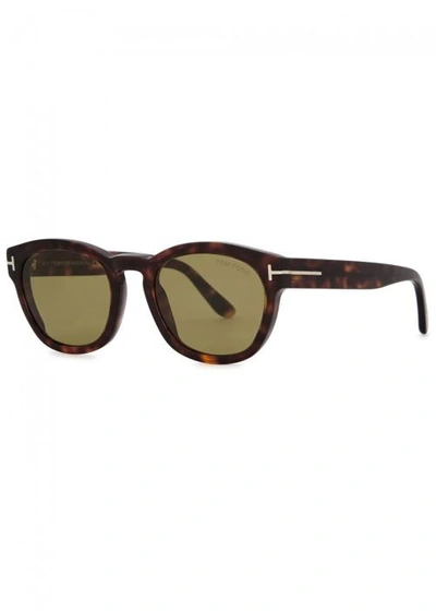 Shop Tom Ford Bryan Tortoiseshell Oval-frame Sunglasses In Havana
