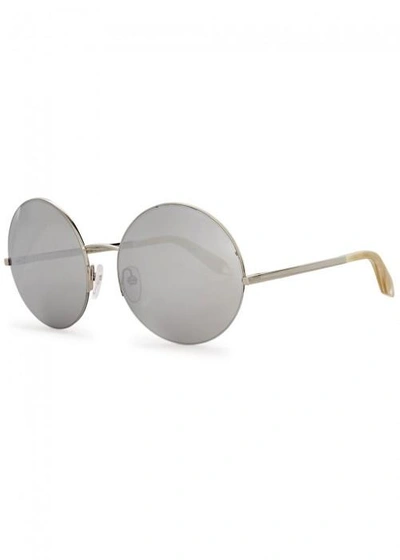 Shop Victoria Beckham Supra Round Mirrored Round-frame Sunglasses In Silver