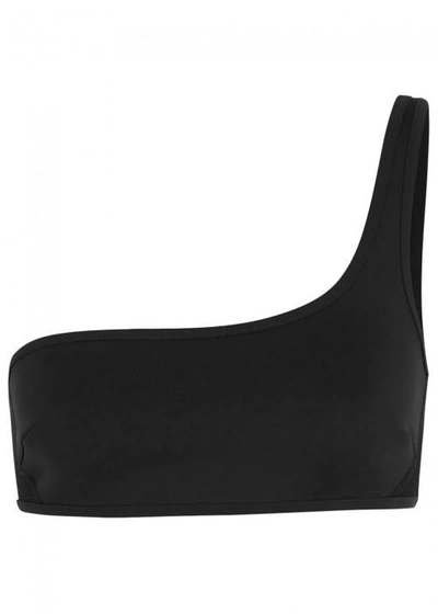 Shop Stella Mccartney Black One-shoulder Neoprene Bikini Top