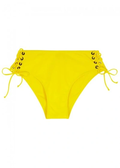 Shop Emma Pake Calinda Lace-up Bikini Briefs In Yellow