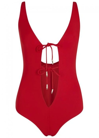 Shop On The Island Red Tie-embellished Swimsuit
