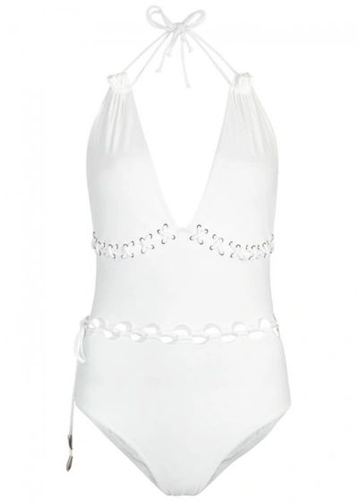 Shop On The Island White Cut-out Halterneck Swimsuit