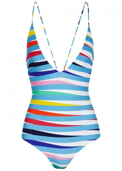 Shop Emma Pake Antonia Striped Swimsuit In Multicoloured