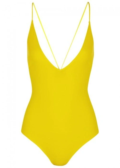 Shop Emma Pake Antonia Lace-up Swimsuit In Yellow
