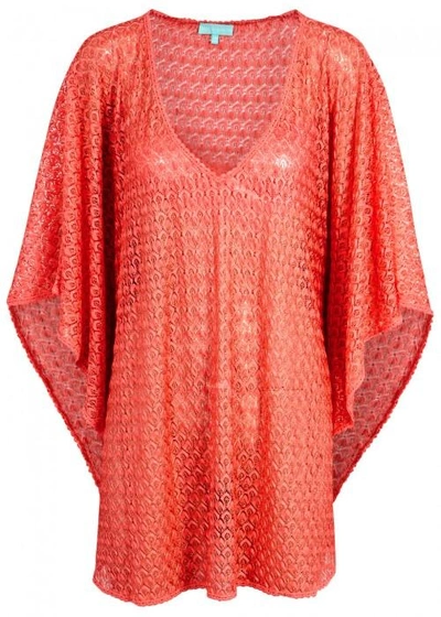 Shop Melissa Odabash Madison Coral Crochet-knit Kaftan In Pink