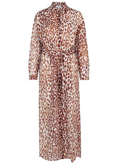 Shop On The Island Leopard-print Cotton Voile Robe In Red