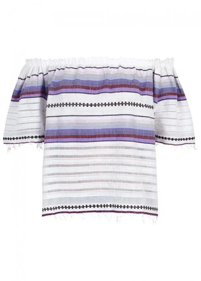 Shop Lemlem Adia Striped Cotton Blend Top In Purple