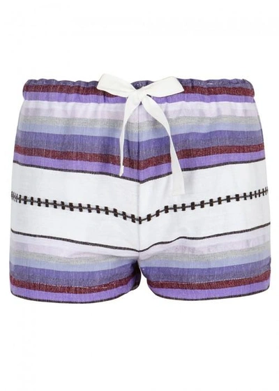 Shop Lemlem Adia Striped Cotton Blend Shorts In Purple