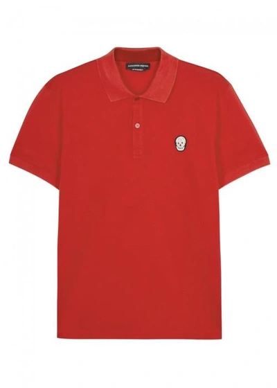 Shop Alexander Mcqueen Red Piqué Cotton Polo Shirt