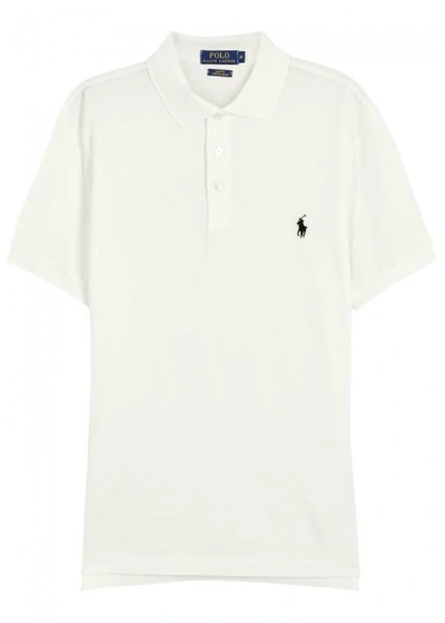 Shop Polo Ralph Lauren White Slim Piqué Cotton Polo Shirt