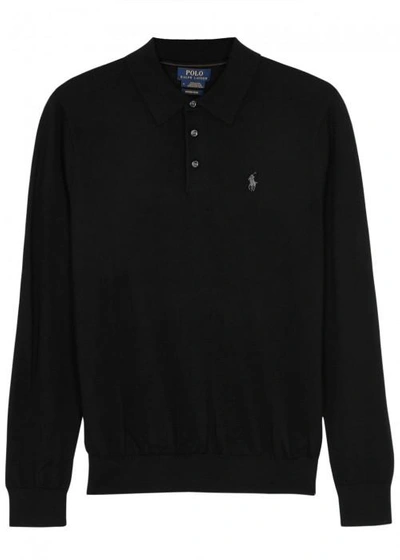 Shop Polo Ralph Lauren Black Merino Wool Polo Shirt