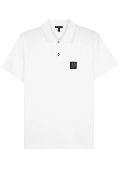 Shop Belstaff Stannett White Piqué Cotton Polo Shirt