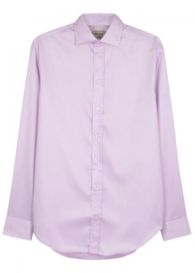 Shop Armani Collezioni Lilac Cotton Twill Shirt In Purple
