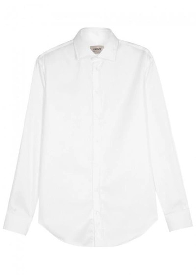 Shop Armani Collezioni White Cotton Twill Shirt