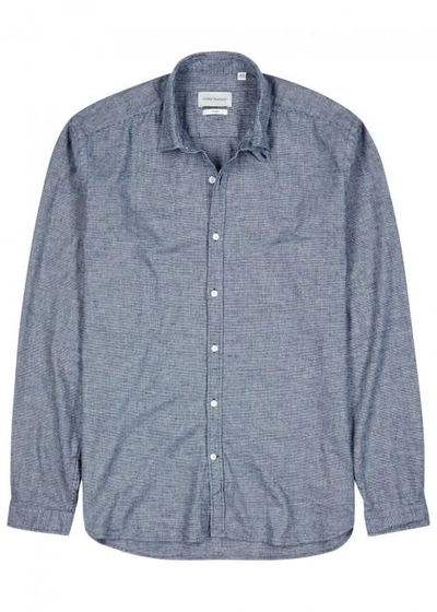 Shop Oliver Spencer Clerkenwell Cotton Jacquard Shirt In Indigo