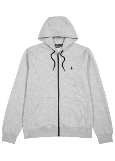 Shop Polo Ralph Lauren Grey Hooded Cotton Sweatshirt