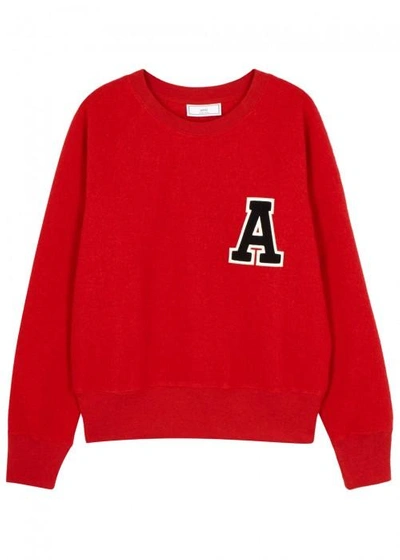 Shop Ami Alexandre Mattiussi Red Textured Wool Sweatshirt