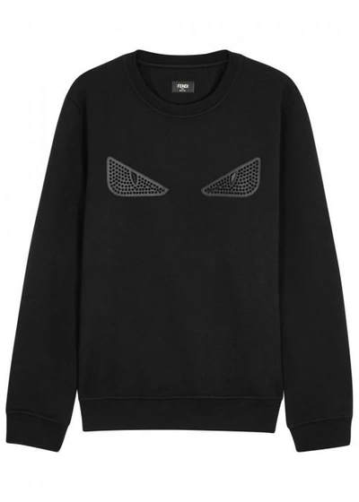 Shop Fendi Black Monster Cotton Sweatshirt