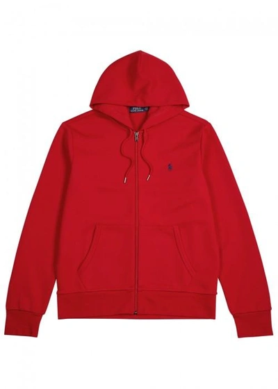 Shop Polo Ralph Lauren Red Hooded Jersey Sweatshirt