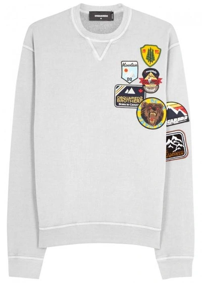 Shop Dsquared2 Badge-appliquéd Cotton Sweatshirt In Grey