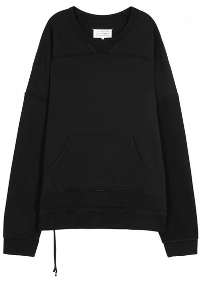 Shop Maison Margiela Black Panelled Cotton Sweatshirt
