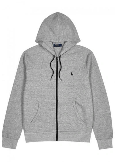 Shop Polo Ralph Lauren Grey Hooded Jersey Sweatshirt