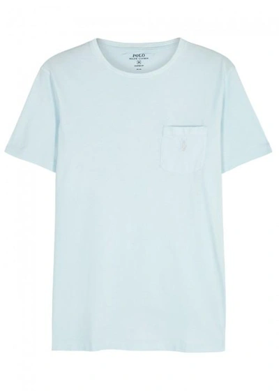 Shop Polo Ralph Lauren Light Blue Custom Cotton T-shirt