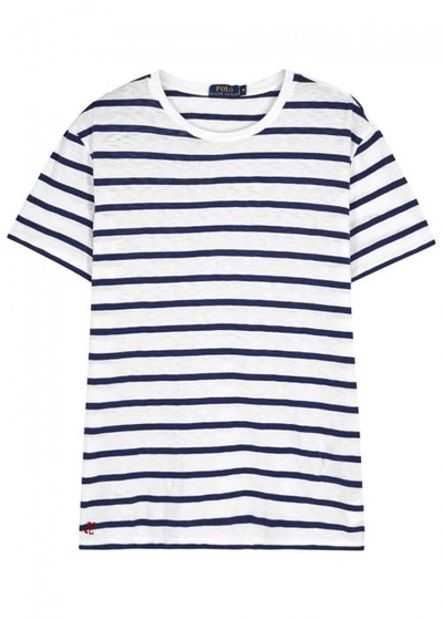 Shop Polo Ralph Lauren Striped Cotton T-shirt In Navy