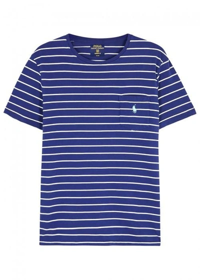 Shop Polo Ralph Lauren Striped Custom Cotton T-shirt In Navy