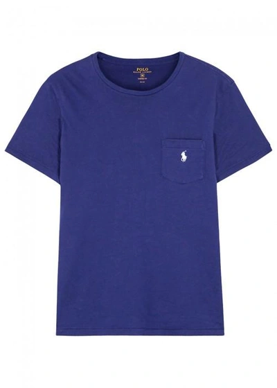 Shop Polo Ralph Lauren Dark Blue Custom Cotton T-shirt In Indigo