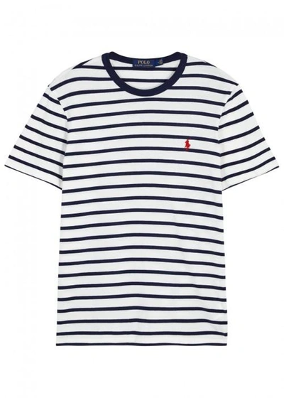 Shop Polo Ralph Lauren Striped Cotton T-shirt In White