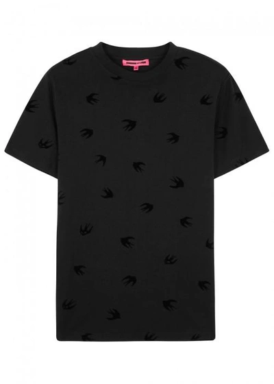 Shop Mcq By Alexander Mcqueen Black Flocked Cotton T-shirt