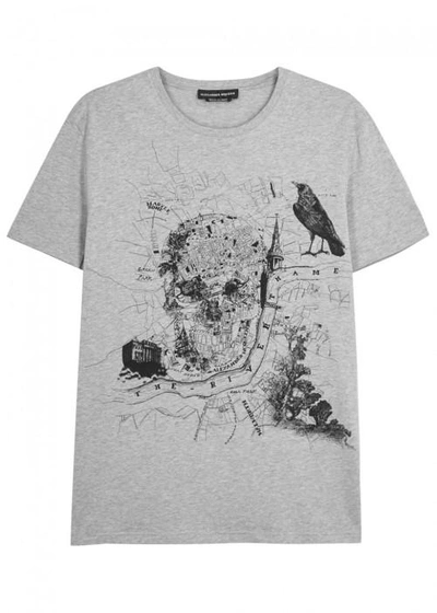 Shop Alexander Mcqueen London Map Organic Jersey T-shirt In Grey