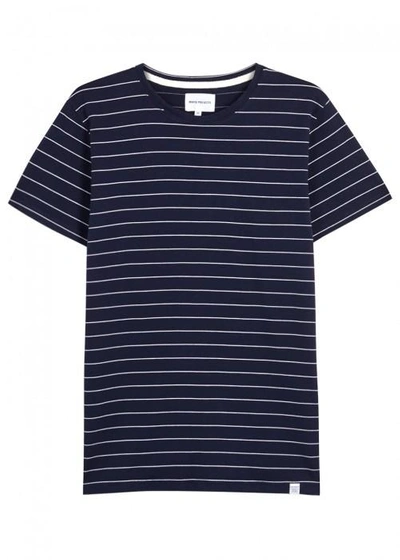 Shop Norse Projects Esben Striped Cotton T-shirt In Navy