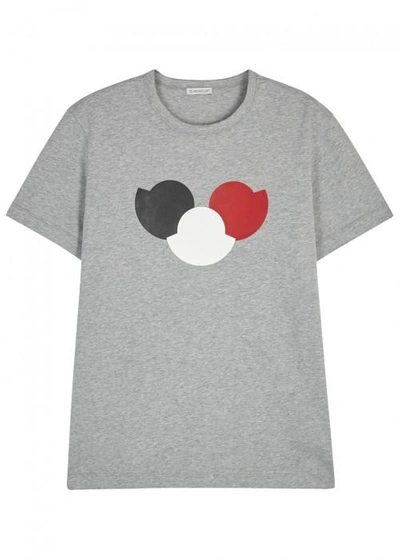 Shop Moncler Grey Logo-print Cotton T-shirt