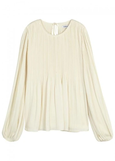 Shop Elizabeth And James Grove Ivory Pleated Blouse In Off White
