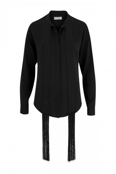 Shop Amanda Wakeley Sinai Black Fringe Shirt